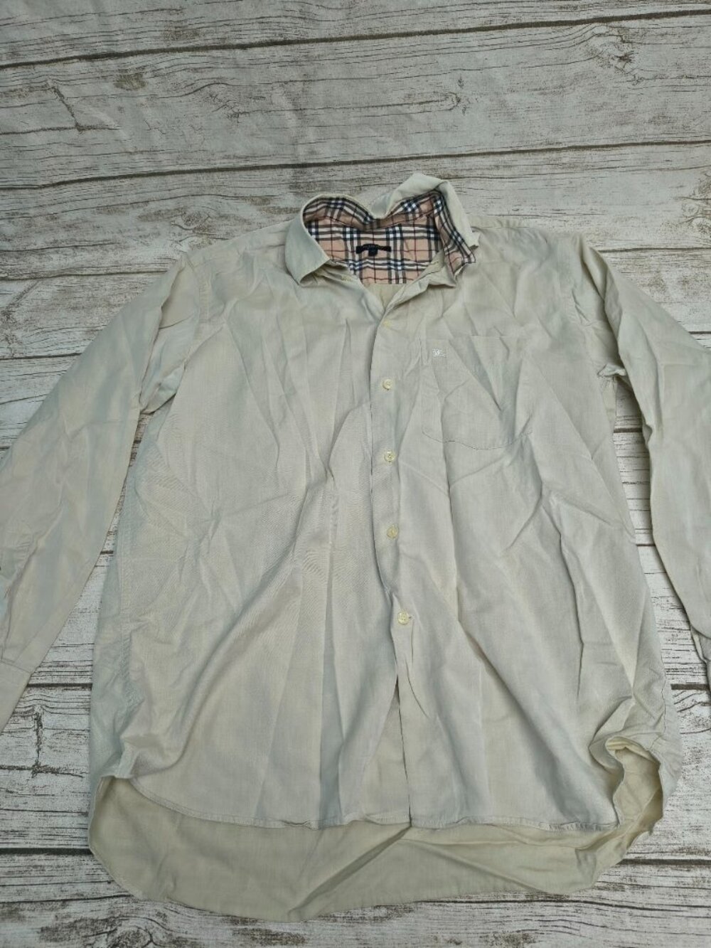 Burberry London Beige Nova Check Collar Dress Shirt Size 41